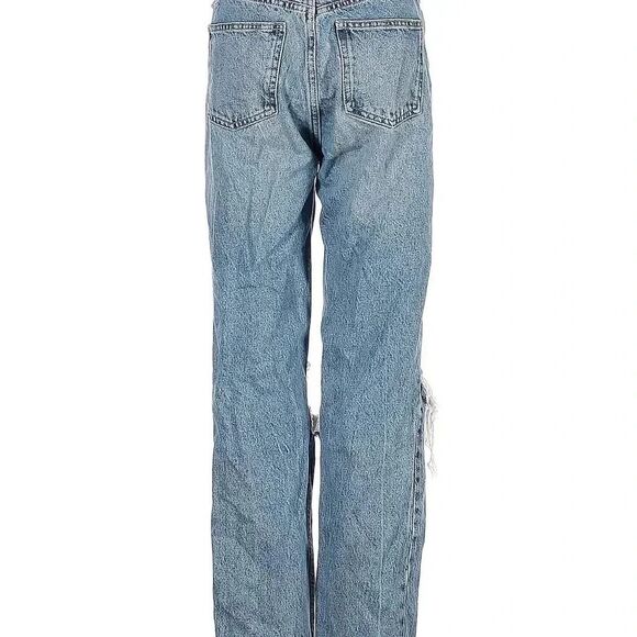 Zara sz 2 ripped Knee Jeans High Waist Distressed Denim Light Wash Casual Trendy - Picture 3 of 10